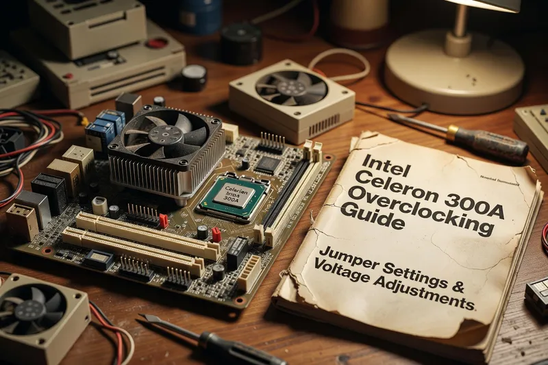 Intel Celeron 300A processor with jumper-configurable motherboard for overclocking, 1998
