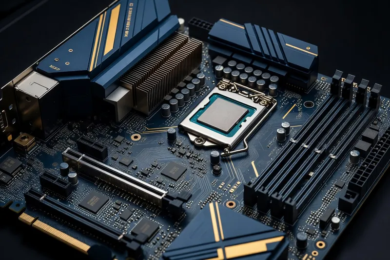 Close-up of a budget GPU and CPU combo mounted on a motherboard tray