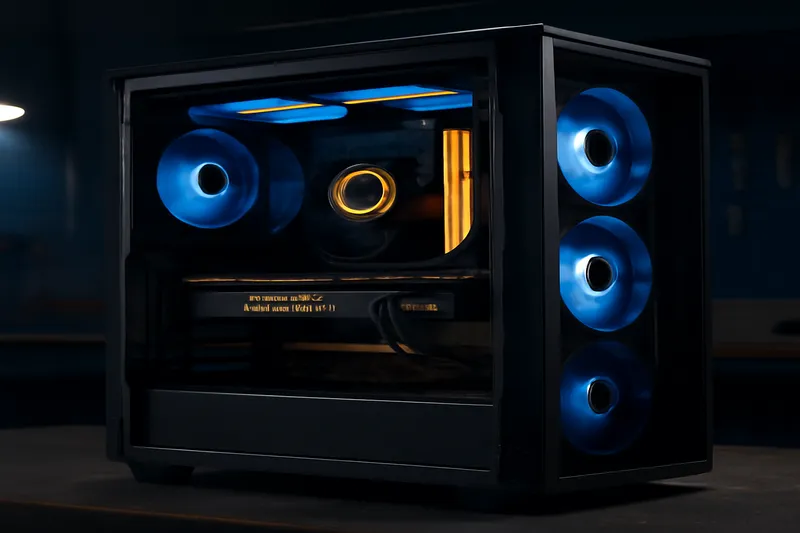 System integrator workbench with a client PC mid-build